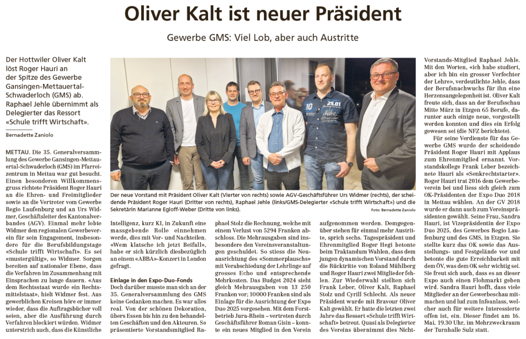 Oliver Kalt ist neuer Präsident